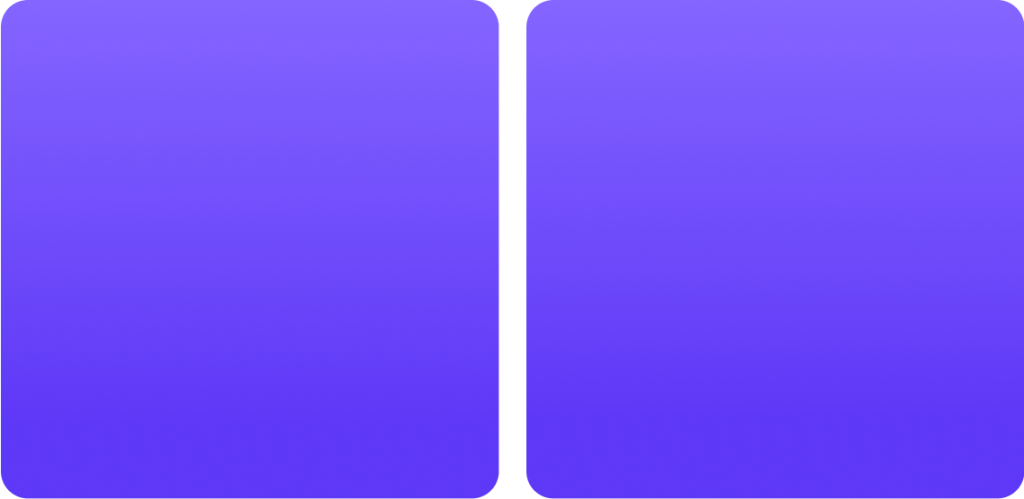 A photo showing two purple round square shapes.
